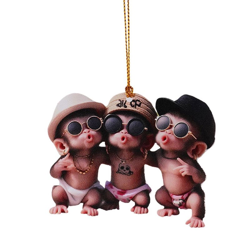 New cross-border creative cute cartoon acrylic flat car decorative pendant
